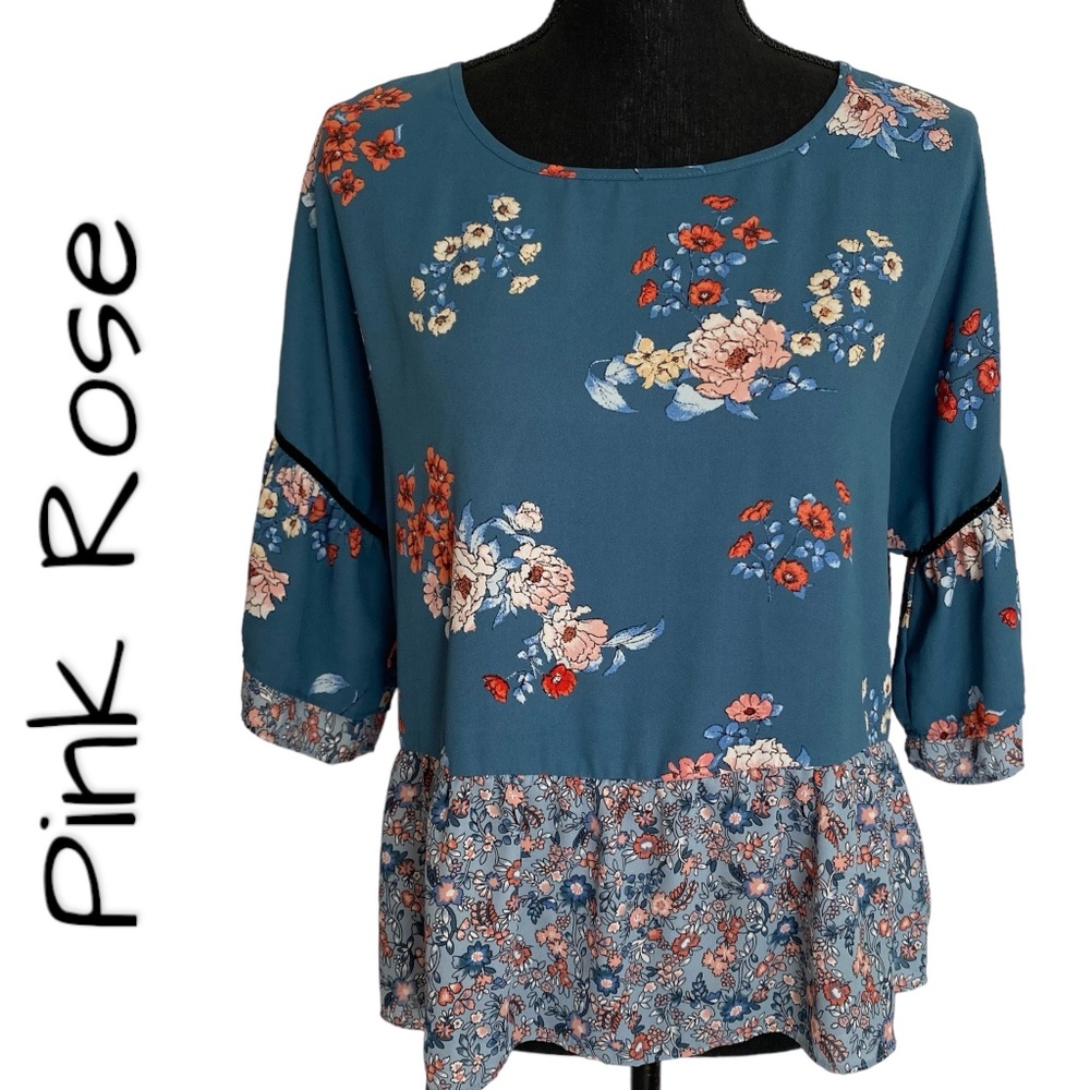 PINK ROSE Flowy Blouse, Size Small